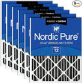 Nordic Pure 20x25x4 (Actual Size: 19 1/2 x 24 1/2 x 3 5/8) Pleated Air Filter MERV 12 Pleated + Carbon 6 Pack