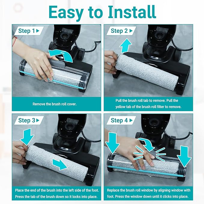FFsign 3831 Roller Brush & Filter Replacement Compatible with Bissell Crosswave Hard Floor Expert 3831, HF2 3845N Vacuum, Floor Scrubber Wet Dry Vacuum Accessory Kit 2 Brush Rolls, 4 Filter Parts