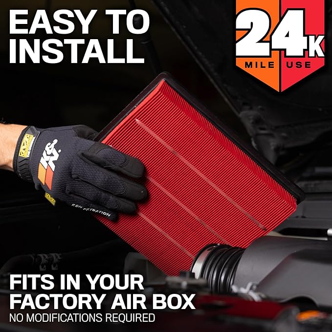 K&N Engine Air Filter: Extended Life 24,000 Mile Replacement Air Filter: Compatible with 2015-2019 Chevy/GMC Colorado and Canyon, KNX-5030