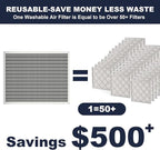 20x25x1 Reusable Air Filter, Electrostatic, Washable Lasts a Lifetime, Breathe Fresher Air in Home and Office HVAC AC Furnace Systems, Merv 8 (Actual Size: 19.75x24.65x1 Inch)