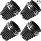 50mm Cold Air Intake Filter for Motorcycle Turbo Vent Breather Air Intake Black- 4Pcs