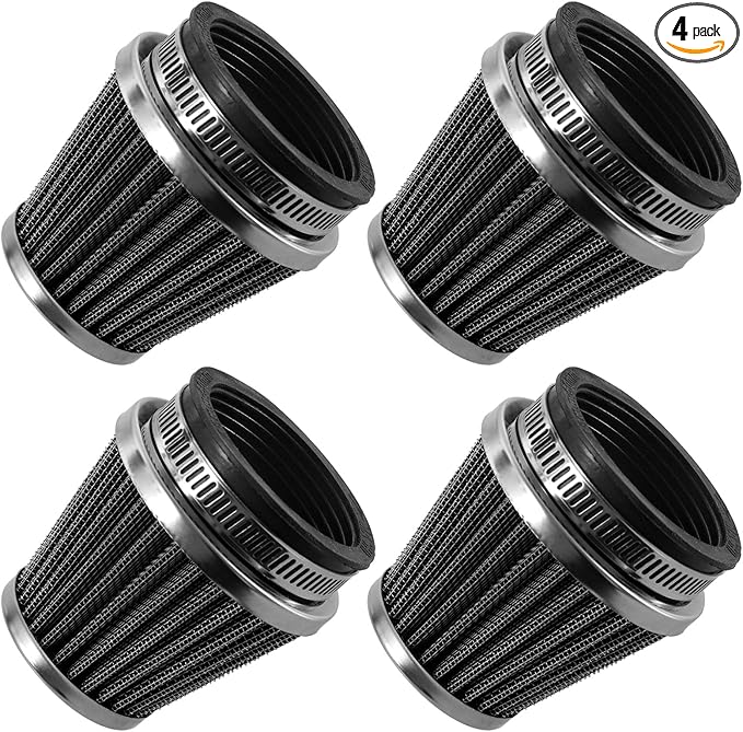 52mm Cold Air Intake Filter for Motorcycle Turbo Vent Breather Air Intake Black- 4Pcs