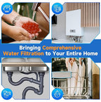 PUREPLUS 2-Stage Whole House Water Filtration System, Reduces Chlorine, Odor, Heavy Metals & Rust, 10"x4.5" Housing, 1" Inlet/Outlet, PP Grooved Sediment & KDF Carbon Filters, Pressure Gauges Included