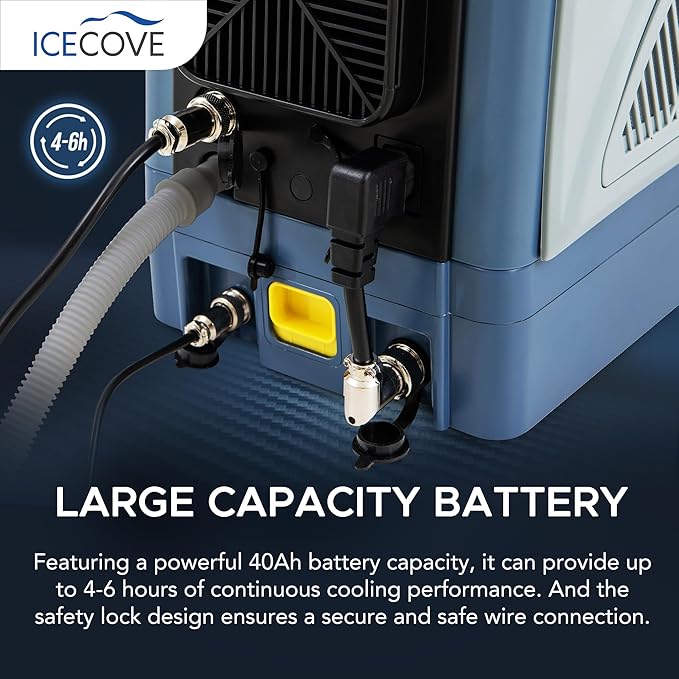 IceCove Portable Air Conditioner with Add-on Battery & Solar Panel, 2500BTU AC Unit, 250W Low Power Consumption, 25.5VDC, 2 Fan Speed, 3 Light Mode for Tent Camping RV Truck Van Life Home, Blue