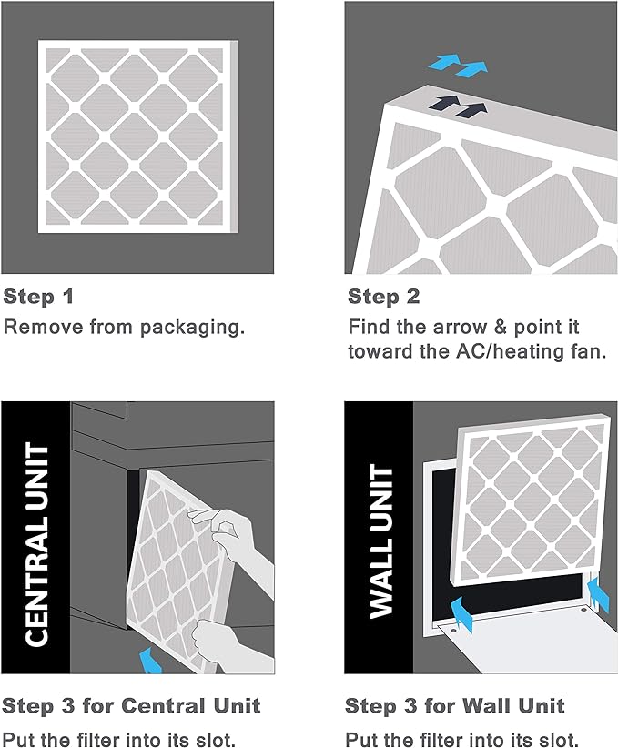 Aerostar 16x18x1 MERV 8 Air Filter, Pleated AC Furnace HVAC Filters (15.875x17.875x0.75), Electrostatically Charged for Allergies Dust Pet Dander Pollen Mold Lint, MPR 600 FPR 5, USA, 6 Pack