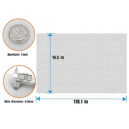 1 roll Stainless Steel Wire mesh 20 mesh, 304 Wire mesh, Suitable for Vent, Cage, Garden, Window Screen, Filter Screen, etc (42X300CM)