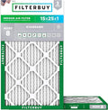 Filterbuy 15x25x1 Air Filter MERV 8 Essential Dust & Allergy Defense (2-Pack), Electrostatic Pleated HVAC AC Furnace Filters Replacement, Made in USA (Actual Size: 14.50 x 24.50 x 0.75)