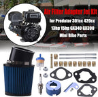 Air Filter Adapter Jet Kit for Predator 301cc 420cc 11hp 13hp 15hp GX340 GX390 389cc Stage 1 Mini Bike Parts Go Kart Golf Cart Lawnmower Water Pump Pressure Washer Generator OHV Engine (Blue)