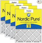 Nordic Pure 18x20x1 (Actual Size: 17 1/2 x 19 1/2 x 3/4) Pleated MERV 10 Air Filters 4 Pack