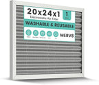 20x24x1 HVAC Furnace Air Filter, Washable Electrostatic Furnace Filter, MERV 8, Lasts a Lifetime, Breathe Fresher, Home And Office (Actual Size:19.61x23.39x0.82)