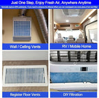 20''x90'' Air Vent Filters, High Air Flow Cut to Size(80+Filters) MERV 8 Electrostatic Floor Vent Filter for Floor Registers, RV, AC, Ceiling, Grilles and Wall HVAC Furnace Vents, 48PCs Adhesive Hook