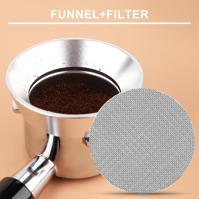 54mm12 Magnetic Dosing Funnel, Espresso Dosing Funnel Aluminum Magnetic Portafilter Funnel with 2 Mesh Filter Coffee Dosing Ring for Kitchen Coffee Shop