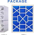 LEKEN 20x25x1 AC Furnace HVAC Filter Reusable Electrostatic Filters MERV 13 For Households With Pets,Contain 1 Reusable ABS frame+12 Air filter Medias,(Precise Size 19.68" x 24.68" x 0.75")