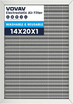 14x20x1 Air Filter-MERV 8, Washable & Reusable Electrostatic Air Filter, AC/HVAC Furnace Filter, Lasts a Lifetime, Permanent Filter, Breathe FresherHome And Office Actual Size:13.5x19.5x1 Inch