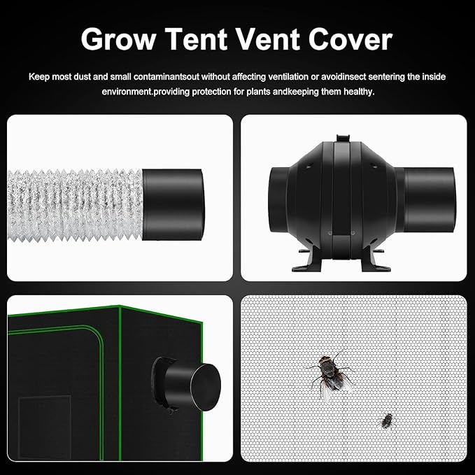 MELONFARM Air Filtration Kit 6", Built-in 14cm Fan Low Nois Carbon Filter with 12-Speed Controller, 8' Ducting, Cooling & Ventilation System for Grow Tents, Indoor Gardening, Hydroponics 6“x13.4"