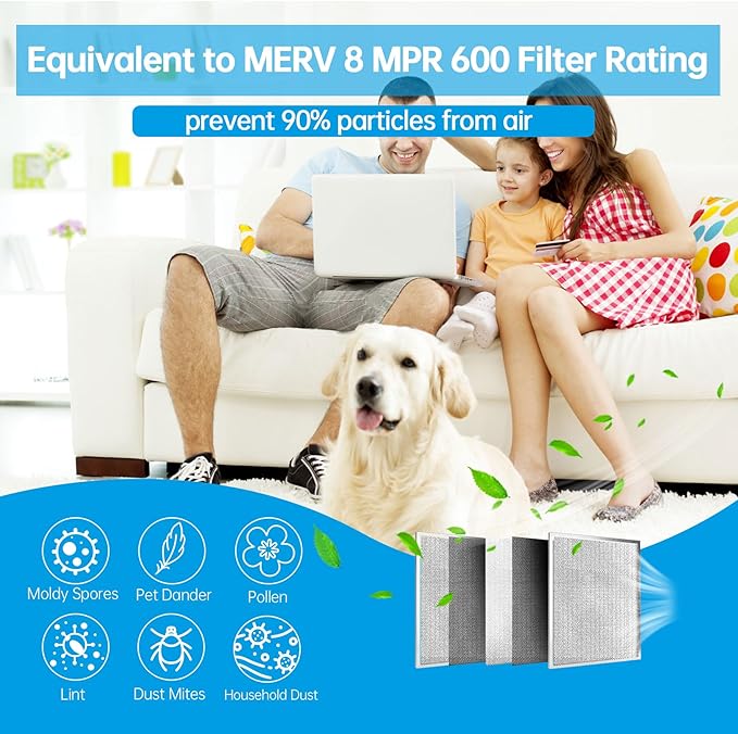 UBeesize 12x20x1 Air Filter HVAC AC Furnace Filter,MERV 8,Reusable Washable, Lasts a Lifetime,Permanent Air Filter,Breathe Fresher,Home And Office(Actual Size:11.69x19.8x0.8Inch)