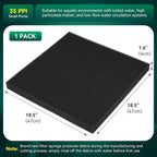 Borlech Aquarium Bio Filter Sponge Pad - Cut-to-Size Aquarium Filter Media for Fish Tank, Pond, Sump - Mechanical & Biological Filtration (18.5"x18.5"x1.6", 35PPI, 1 Pack)