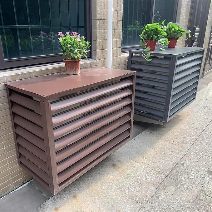 Outdoor Air Conditioner Cover Aluminum Decorative Fence Privacy Screen Protective Grilles for Heat Pumps Trash Can Enclosure Flower Stand Perfect for Concealing (White 100x50x70cm)