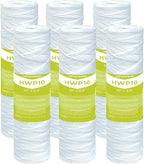 20 Micron Whole House Water Filter Cartridge, String Wound Sediment Filters for Well Water, Universal Replacement for Any 10 inch RO Unit - 10" x 2.5" Cartridges - Pack of 6