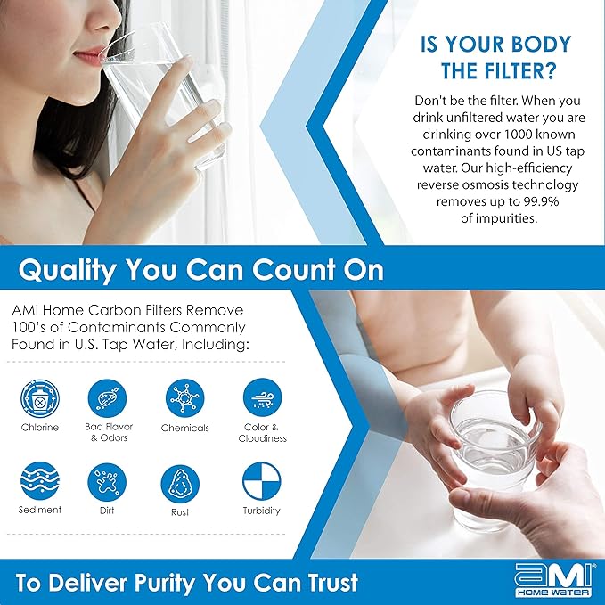 APPLIED MEMBRANES INC. 4.5"x10" Carbon Filter for Water Filtration | Replacement Water Filter Cartridge for Whole House Water Filter System