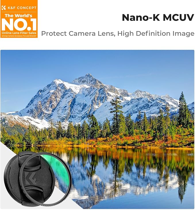 K&F CONCEPT 72mm MC UV Lens Protection Filter with Lens Cap Cleaning Cloth Optical Glass Ultra Slim 18 Multi-Layer Coatings Camera Lens UV Filter (K-Series)