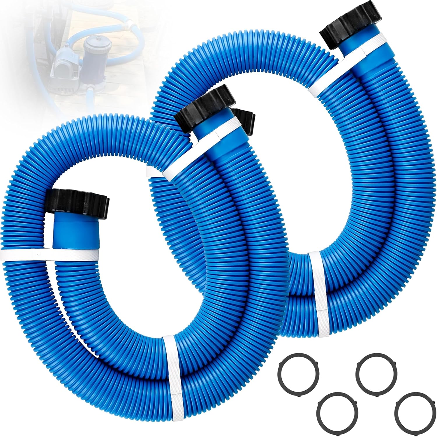 1.5" Pool Pump Hose for 29060E Intex Pumps, Saltwater Systems, and Sand Filters,59" Long Replacement Hoses fit for Intex & Coleman Above Ground Pools Parts (2 Pack)