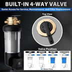 iSpring WSP50ARJ-BP Whole House Prefilter, Spin-Down Sediment Water Filter with Bypass, Upgraded Clear Housing, Jumbo Size, Flushable and Reusable, Touch-Screen Auto Flushing, 4 Modes, 50 Microns