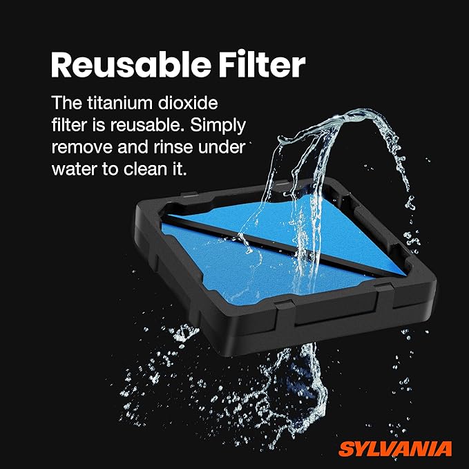 SYLVANIA - Airzing Mini Air Purifier - Vehicle, Car, Home, Office - Air Ionizer, USB-C powered, Reduces Odors, Smoke, Pets Dandruff, Reusable Filter, Portable, Quiet, UV Light, DC 5V, 0.5A