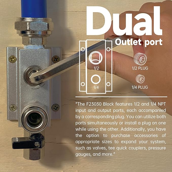 Compressed Air Piping System with 3/4 Inch ID x 100 feet 3-Way Dual-Outlet Aluminum Manifolds for Garage Shop Air Line Kit, Air Compressor Line Kit |200 PSI | 9110
