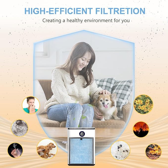 AP303 AP304 Replacement Filters, Compatible with DAYETTE ＆ FRESHDEW Air Purifier AP303/AP304, H14 HEPA Filter with Activated Carbon, 2 Pack (Wildfire Filter)
