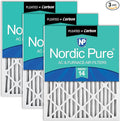 Nordic Pure 20x20x2 (19 1/2 x 19 1/2 x 1 3/4) Pleated Air Filters MERV 14 Plus Carbon 3 Pack