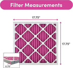 18x18x1 Air Filter by Colorfil | Color Changing Filters for Cat and Dog Odor | MERV 8 Furnace AC Filter for Pet Hair and Dust | 17.75"x17.75"x0.75" Exact Size | Pack of 4