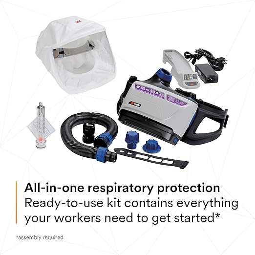 3M PAPR Respirator, Versaflo Powered Air Purifying Respirator Kit, TR-600-HKL, Healthcare, Large Headcover, Easy to Use and Easy to Maintain, All-in-One Respiratory Protection, High Capacity Battery