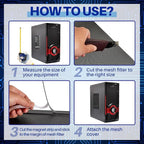 Woanger 4 Pcs 1000 x 300 mm DIY PC Case Dust Filter PC Fan Mesh Filter Floor Vent Cover PVC Dustproof Cover with Magnetic Strip for Computer Chassis Speaker and More, 0.03 Inch Hole, Black