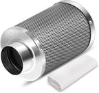 iPower 6 Inch Carbon Filter Odor Control with Australia Virgin Charcoal for Inline Fan Indoor Plants Grow Tent, Reversible Flange, Prefilter Included