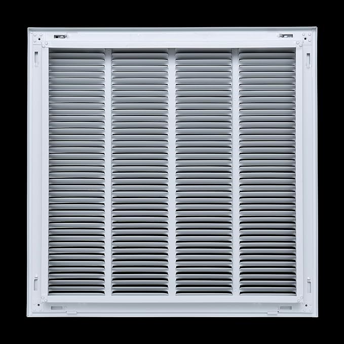 12" X 20" Steel Return Air Filter Grille for 1" Filter - Easy Plastic Tabs for Removable Face/Door - HVAC Duct Cover - Flat Stamped Face -White [Outer Dimensions: 13.75w X 21.75h]