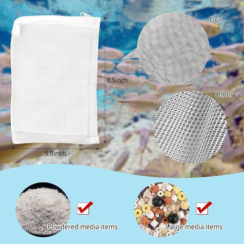 10 Pack Aquarium Filter Media Bags, 5.5 x 7.9 Inch Reusable Mesh Bags with Zipper for Activated Carbon Resins (10)