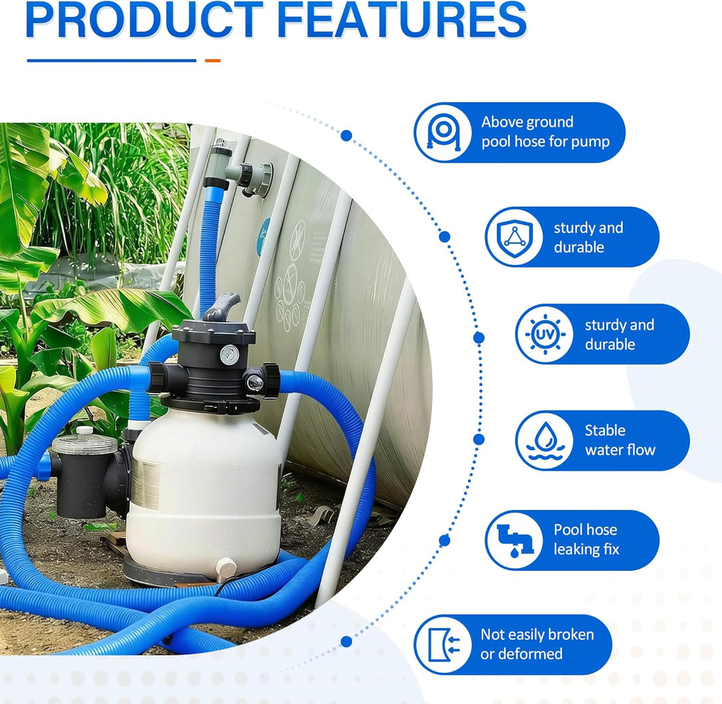 1.5" Pool Pump Hose for 29060E Intex Pumps, Saltwater Systems, and Sand Filters,59" Long Replacement Hoses fit for Intex & Coleman Above Ground Pools Parts (2 Pack)