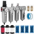 NANPU 1/2" NPT Industrial Grade 4 Stage Air Drying System - Double Particulate Filters, Coalescing Filter, Desiccant Dryer & Air Regulator, Metal Bowl, Auto Drain, for Paint Spray＆ Plasma Cutter
