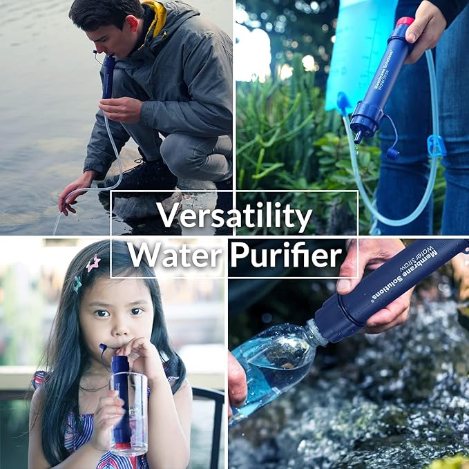 Membrane Solutions S2 Water Filter Straw Replacement Filter Elements, 0.1 Micron 4-Stage Water Purifier Survival Gear, Removable Portable Water Purification Straw (2 Pack)
