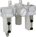 PneumaticPlus SAU400-N06G-MEP Compressed Air Filter Regulator Lubricator Combo 3/4" NPT - Metal Bowl, Manual Drain, Bracket, Gauge