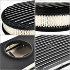 15" Black Aluminum Valve Covers Air Cleaner Kit Oval Full Polished Finned Compatible with Classic Chevy Ford
