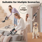 Cordless Vacuum Cleaner, Powerful Lightweight Stick Vacuum with Self-Standing, Anti-Tangle, 8-in-1 Rechargeable Vacuum Cleaners for Home, Hardwood Floors, Carpet, Pet Hair (Pink)