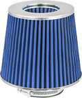 Mortar Aftermarket Auto Air Filter Replacement - Car Enthusiast Class Universal Cold Air Intake Gulps in More Air for More Engine Power & Passionate Induction Sound, 2.5 In, Blue