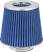 Mortar Aftermarket Auto Air Filter Replacement - Car Enthusiast Class Universal Cold Air Intake Gulps in More Air for More Engine Power & Passionate Induction Sound, 3.5 In, Blue