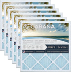 Cabana Filters 6-Pack 24x24x1 MERV 11 AC Furnace Air Filter for Home and Office - Indoor HVAC System Filtration Replacement, Captures Unwanted Particles
