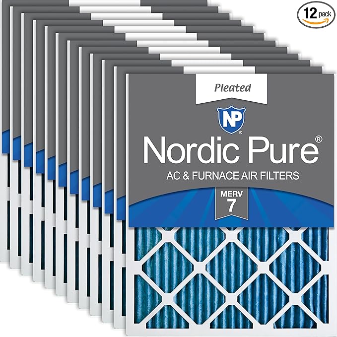 Nordic Pure 18x24x1 (Actual Size: 17 1/2 x 23 1/2 x 3/4) Pleated MERV 7 Air Filters 12 Pack