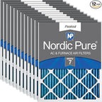 Nordic Pure 18x20x1 (Actual Size: 17 1/2 x 19 1/2 x 3/4) Pleated MERV 7 Air Filters 12 Pack