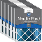 Nordic Pure 16x20x1 (Actual Size: 15 1/2 x 19 1/2 x 3/4) Pleated MERV 7 Air Filters 12 Pack