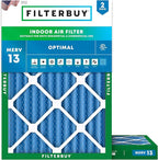 Filterbuy 23.5x25x2 Air Filter MERV 13 Optimal Smoke & Allergy Defense (2-Pack), Electrostatic Pleated HVAC AC Furnace Filters Replacement, Made in USA (Actual Size: 23.50 x 25.00 x 1.75)